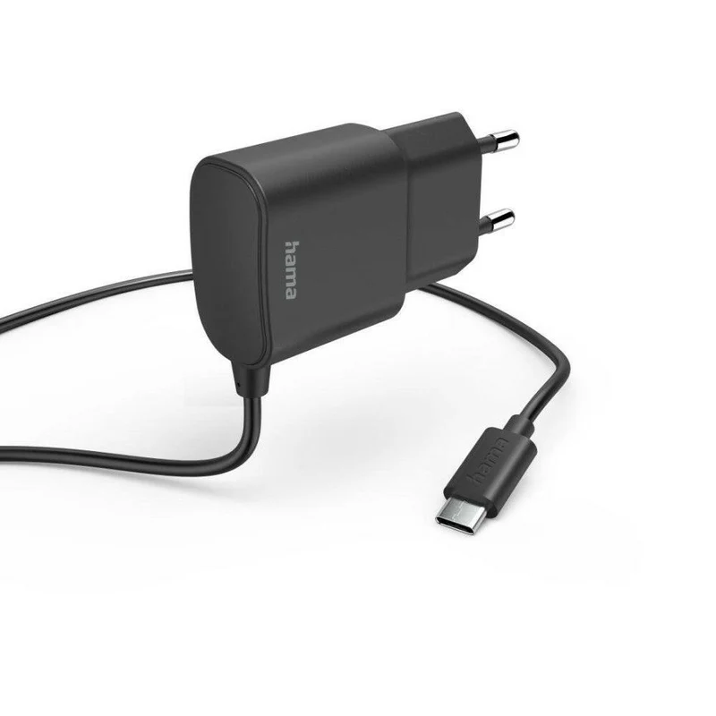 Hama Ladegerät USB C 12W, 1m Kabel, kompakt, schwarz
