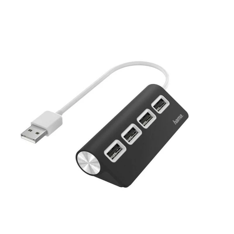 Hama USB Hub 4 Ports Schwarz, High-Speed USB 2.0 Adapter