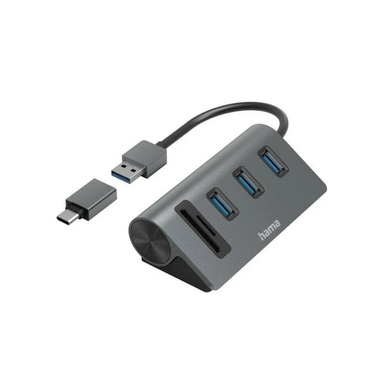 Hama USB-Hub 5 Ports Aluminium mit SD/microSD Kartenleser