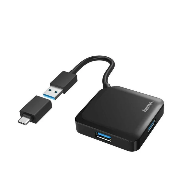 Hama USB Hub 4 Ports 3.2 Gen1 5 Gbit/s inkl. USB-C Adapter