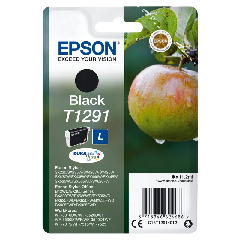 Epson T1291 Apfel Tintenpatrone schwarz 11,2 ml für Drucker