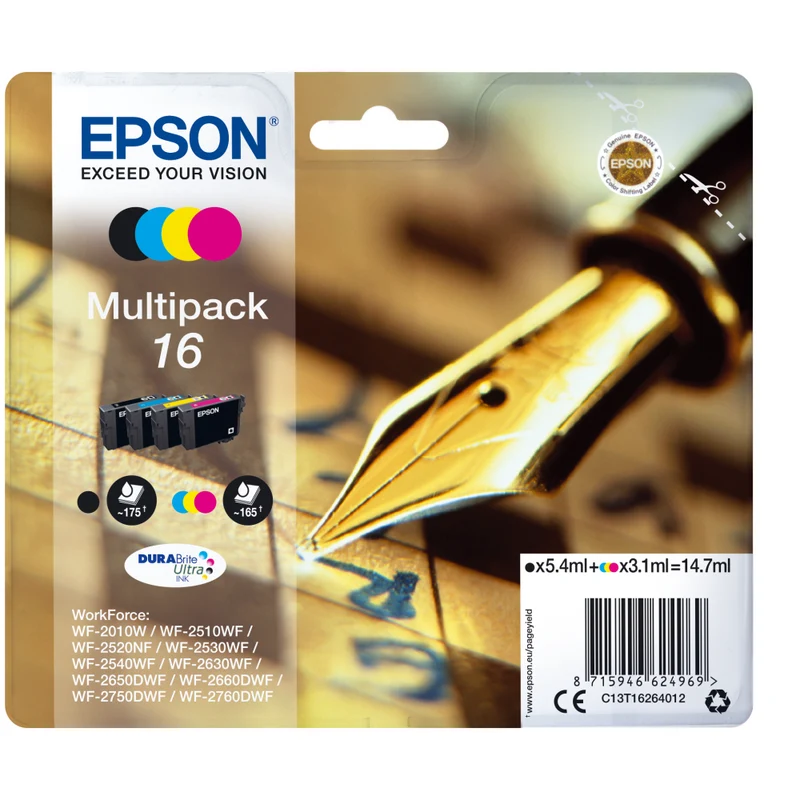 Epson C13T16264012 Multipack 16 Tintenpatronen Schwarz Cyan