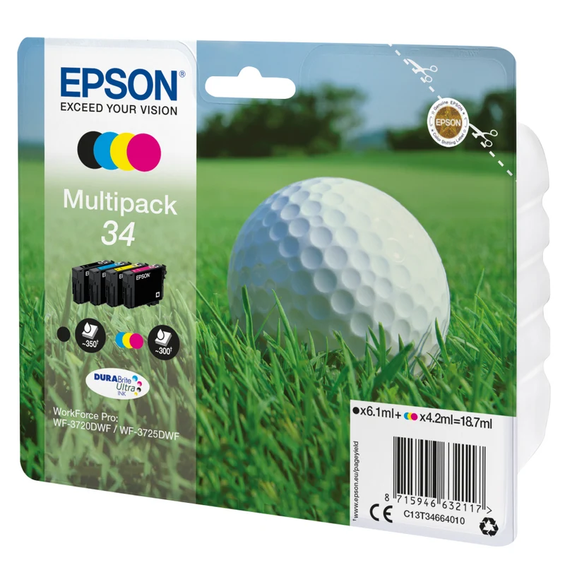 Epson C13T34664010 Golfball Tinte, 4 Farben im Multipack