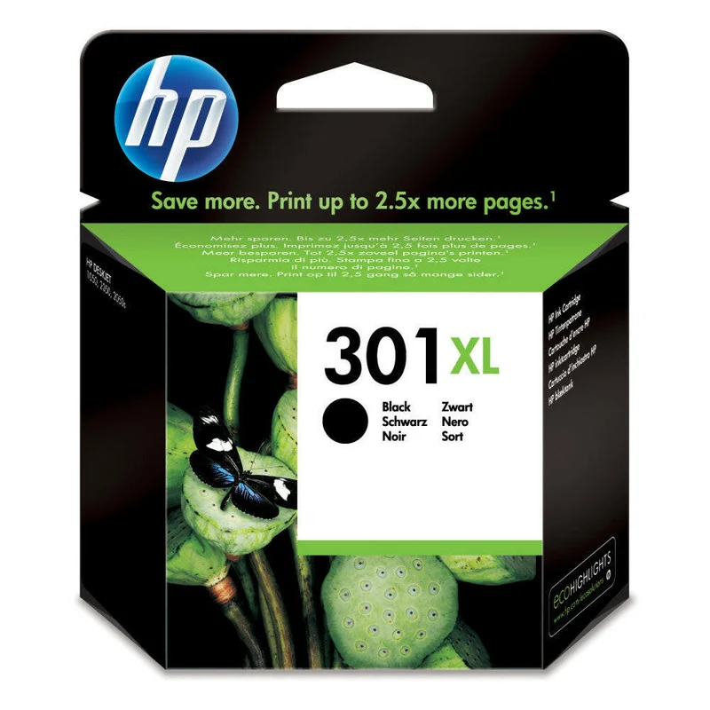HP 301XL Druckerpatrone Schwarz, 8ml, 480 Seiten, Original