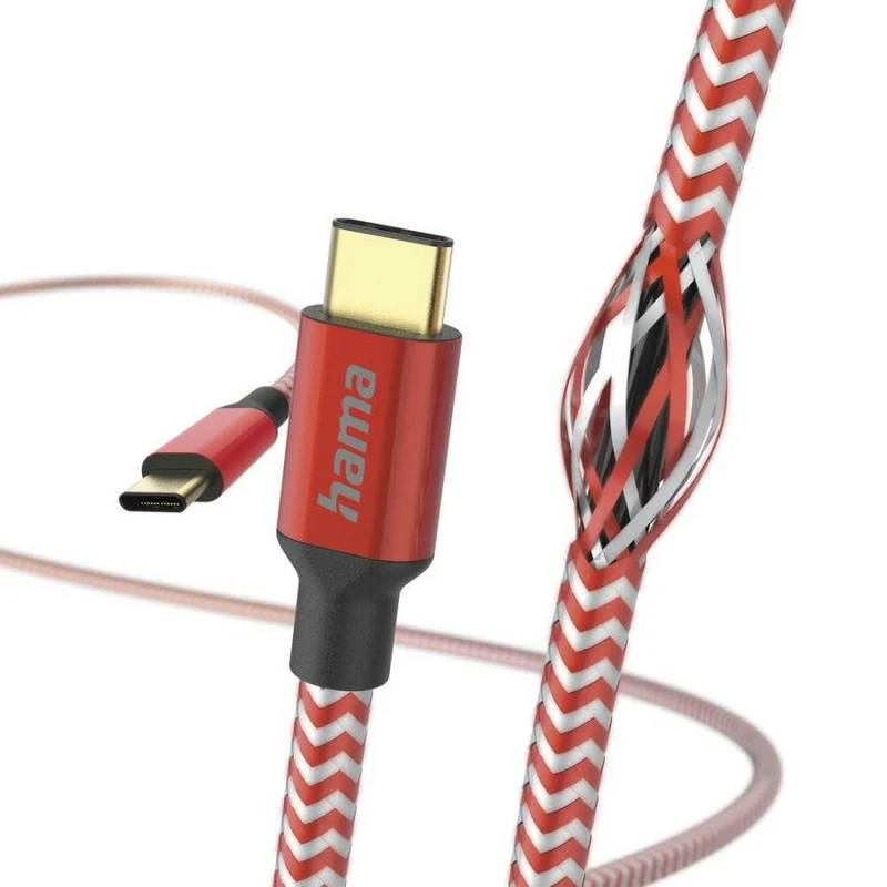 Hama Ladekabel „Reflective“ 1,5m USB-C schnell, Nylon rot