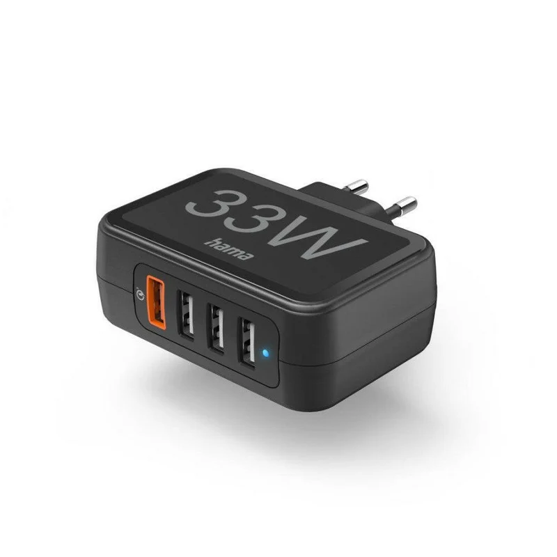 HAMA 4-fach USB-Ladegerät Quick Charge 3.0 33W schwarz