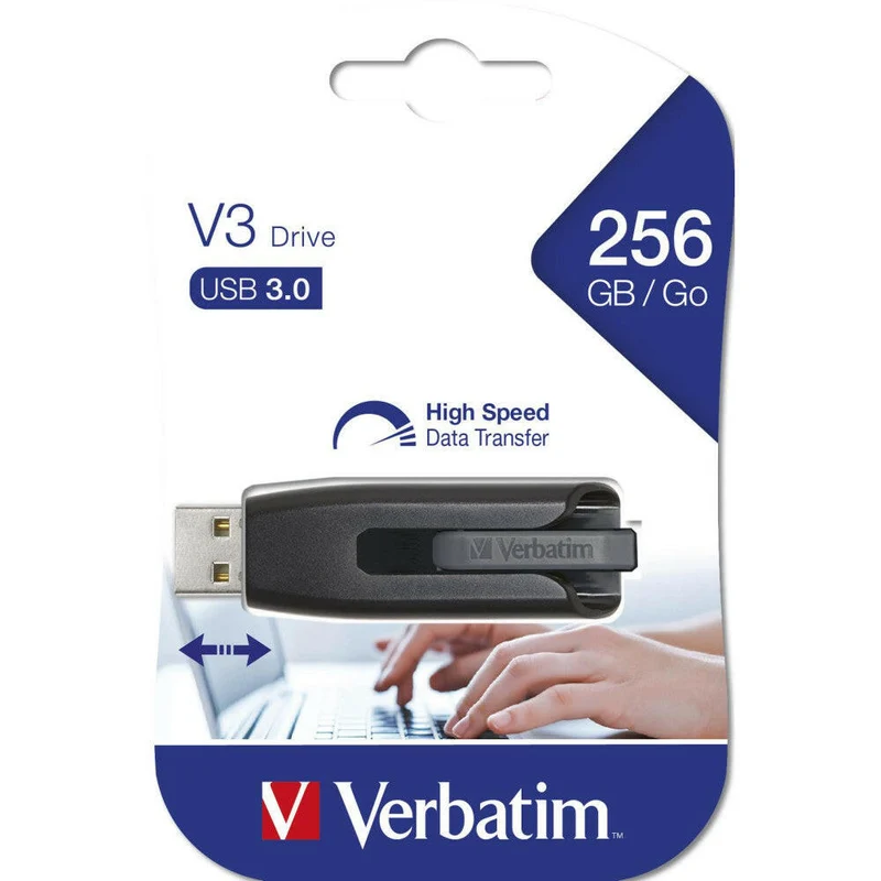 Verbatim V3 USB-Stick 256 GB, USB 3.0, Schwarz