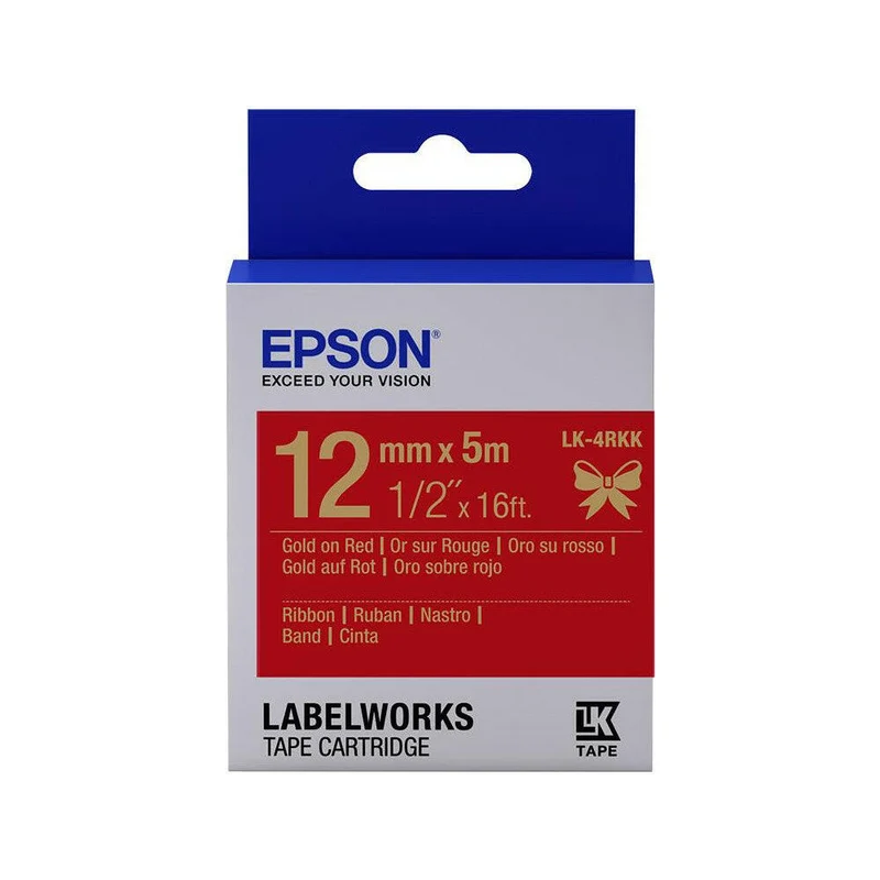 Epson LK-4RKK Satinband 12mm 5m Gold/Rot, langlebig