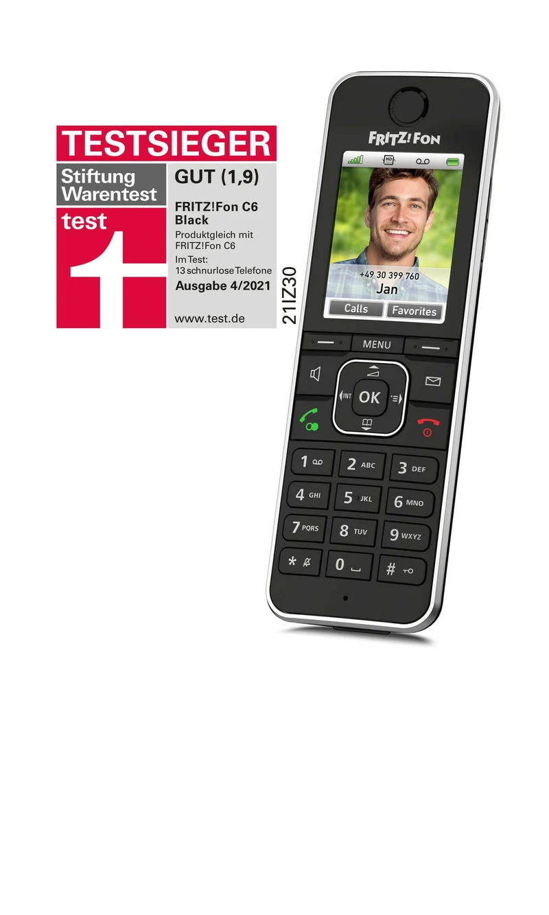 AVM FRITZ!Fon C6 Schnurlostelefon HD, Smart, Schwarz