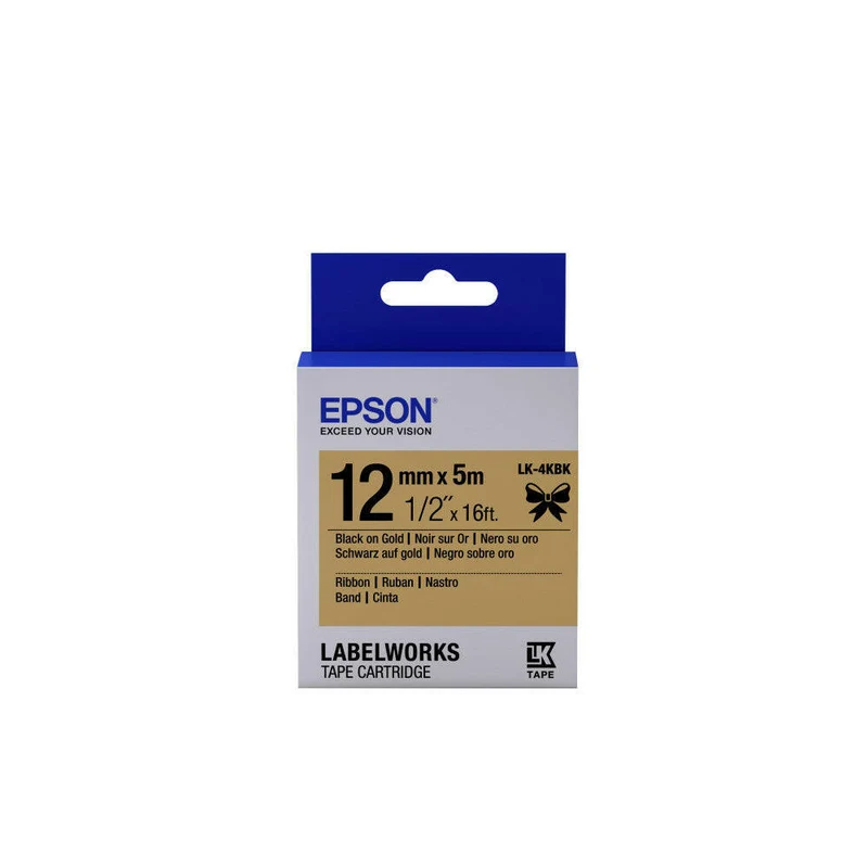 EPSON LK-4KBK Satin Schreibband Schwarz/Gold 5m