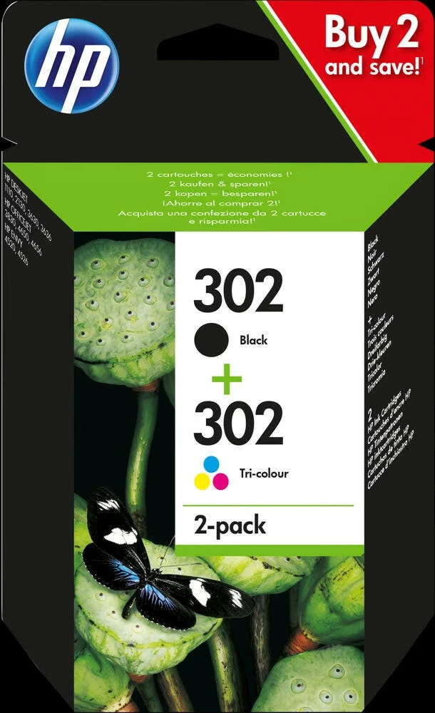 HP 302 Druckerpatrone 2er-Pack schwarz/cyan/magenta/gelb