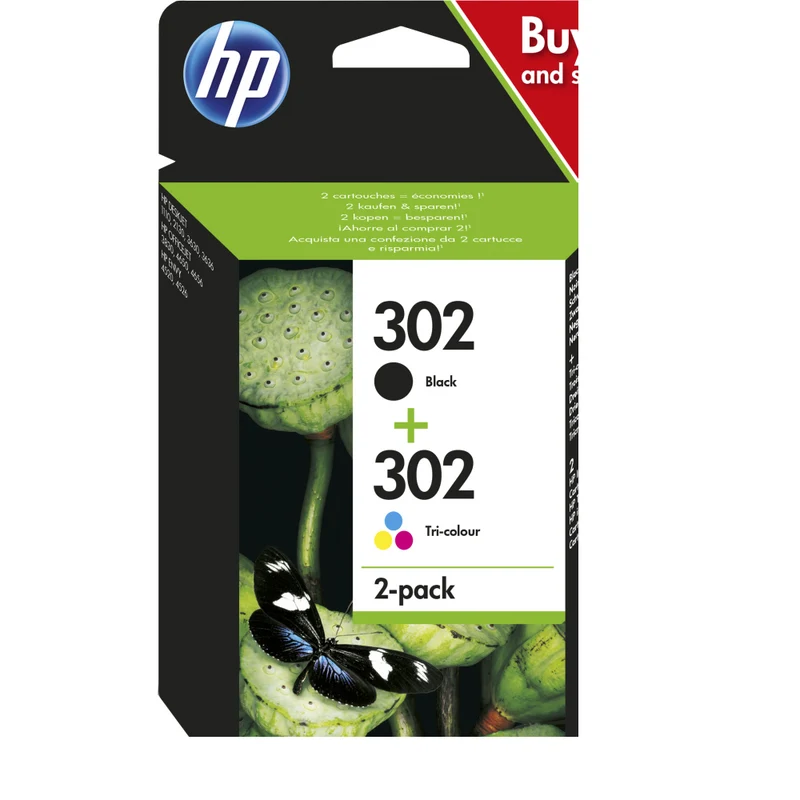 HP 302 Druckerpatrone 2er-Pack schwarz/cyan/magenta/gelb