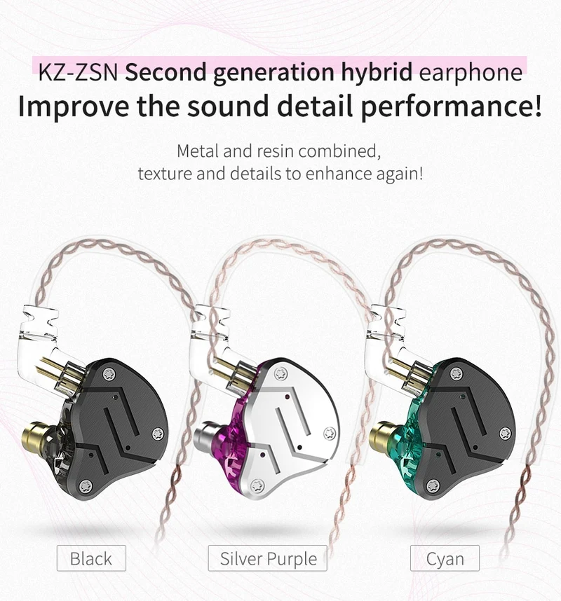 KZ ZSN Metal Hybrid Technology Earphones