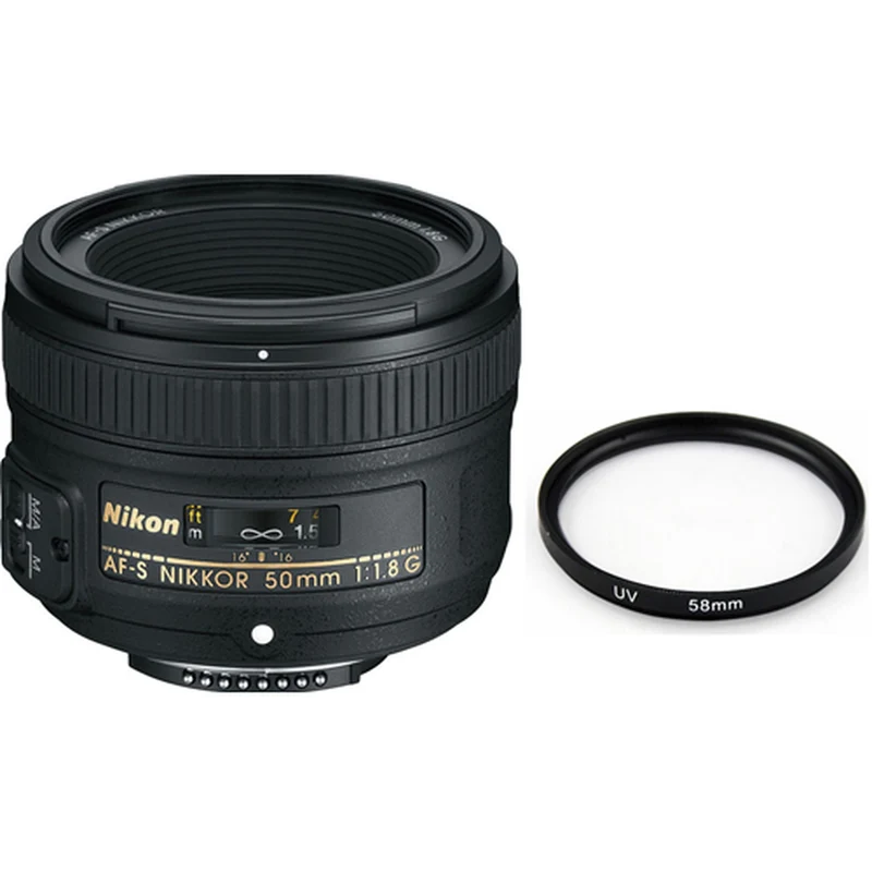 Nikon AF-S NIKKOR 50mm f/1.8G Lens w/58mm UV Filter Bundle
