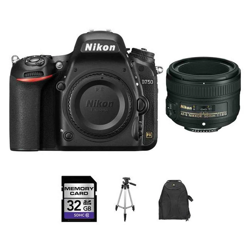 Nikon D750 DSLR Camera w/50mm Lens 32GB Bundle