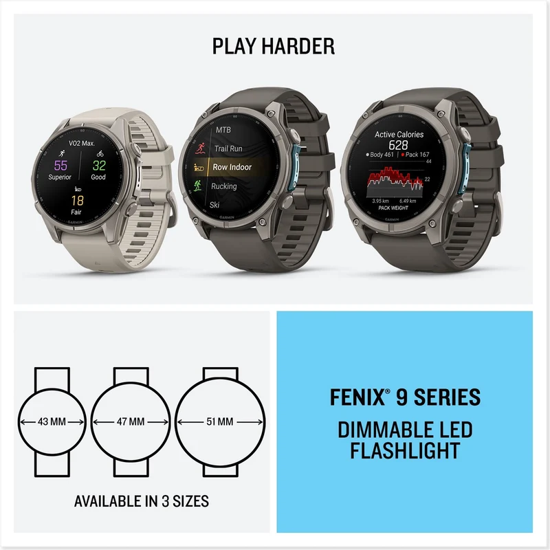 Garmin Fenix 9 51mm Titanium GPS Multisport Smartwatch Gray Bundle