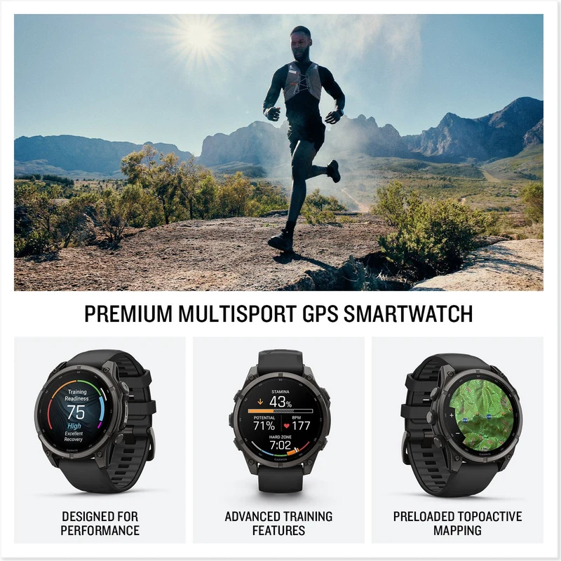 Garmin Fenix 9 47mm Carbon Gray DLC Titanium GPS Smartwatch Bundle