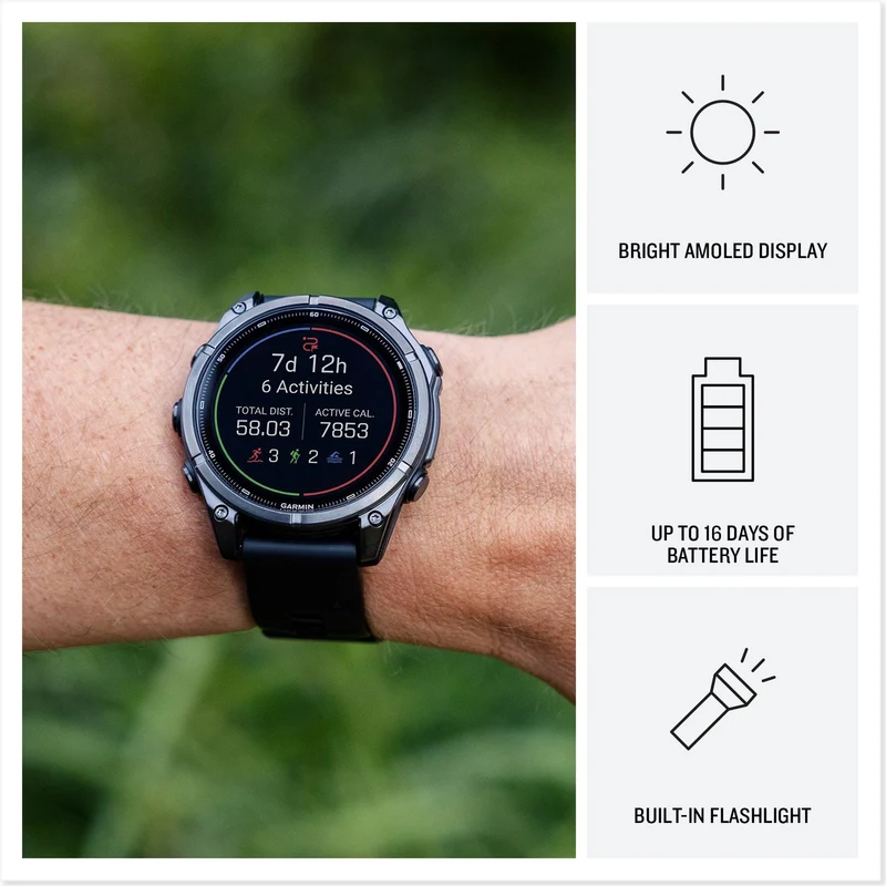 Garmin Fenix 9 47mm Carbon Gray DLC Titanium GPS Smartwatch Bundle