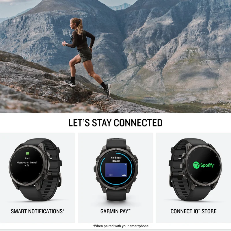 Garmin Fenix 9 47mm Carbon Gray DLC Titanium GPS Smartwatch Bundle