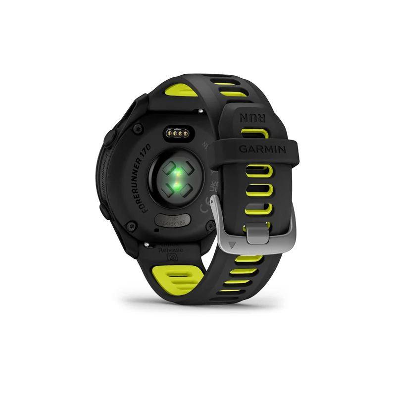 Garmin Forerunner® 170 Music, GPS Running Smartwatch, Advanced Training Metrics and Recovery Insights Plus Music Storage, Black with Black/Amp Yellow Band