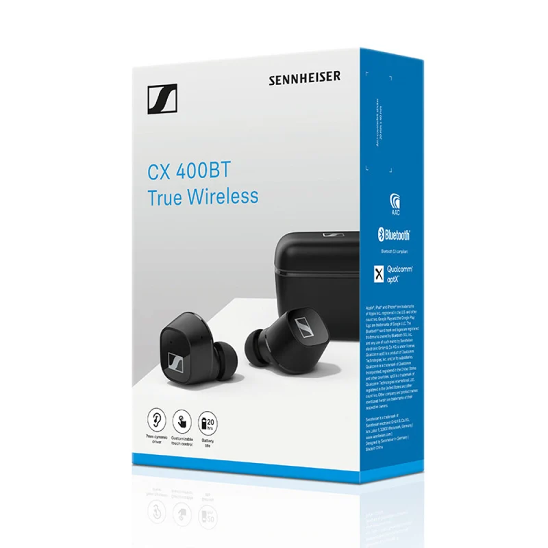 Sennheiser CX 400BT True Wireless Earbuds - Bluetooth Noise Cancellation and Customizable Touch Controls