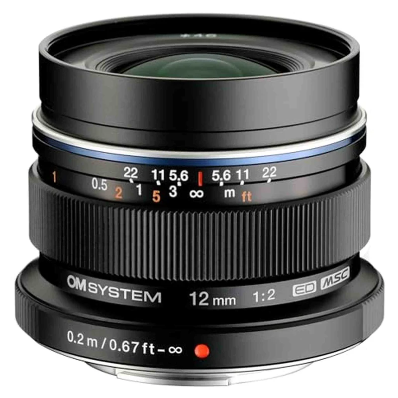 OM SYSTEM Olympus M.Zuiko Digital ED 12mm F2.0 Black for Micro Four Thirds System Camera, Compact Wide Angle Lens for Starry Sky and Landscape - Reconditioned