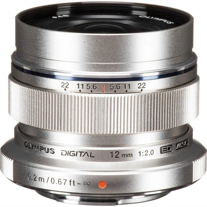 OLYMPUS M.Zuiko Digital ED 12mm f2.0 Lens for Micro Four Thirds Cameras (Silver) - Reconditioned