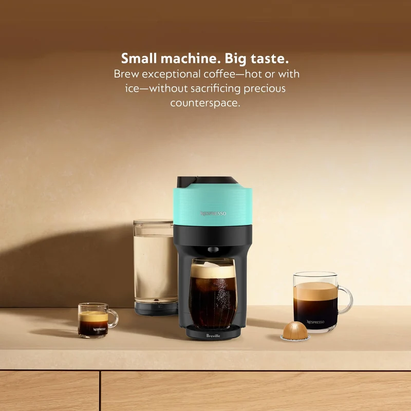 Nespresso Vertuo Pop+ Coffee and Espresso Maker by Breville, Aqua Mint