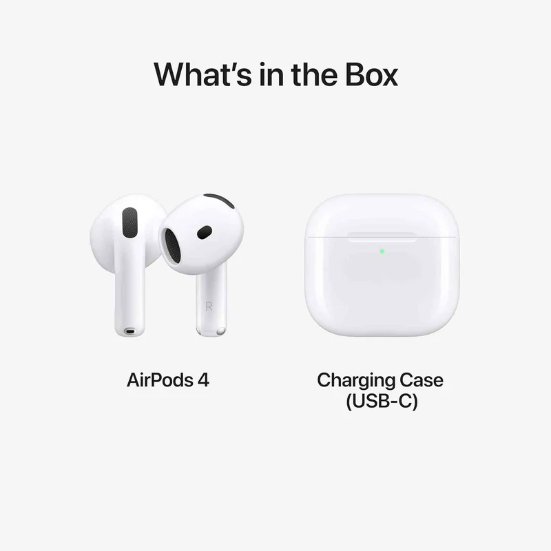 Apple AirPods 4 Wireless Earbuds, Bluetooth Headphones, Personalized Spatial Audio, Sweat and Water Resistant, USB-C Charging Case, H2 Chip, Up to 30 Hours of Battery Life, Effortless Setup for iPhone - Reconditioned