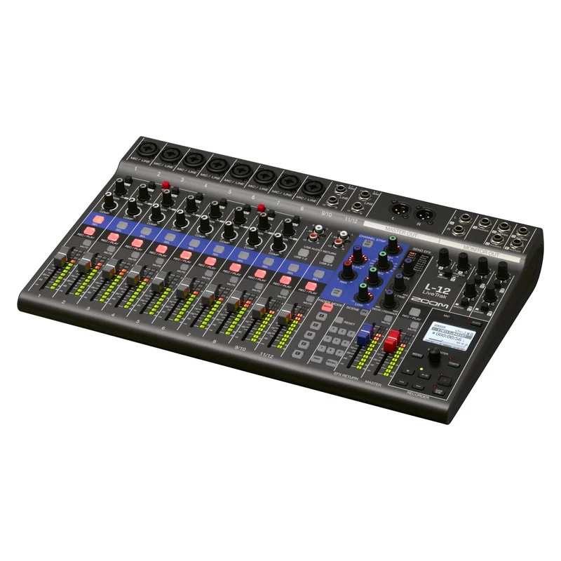 Zoom LiveTrak L-12 Digital Mixer & Multitrack Recorder, for Music, Podcasting, and More, 12-Input/ 14-Channel SD Recorder, 14-in/4-out USB Audio Interface, 5 Powered Headphone Outputs