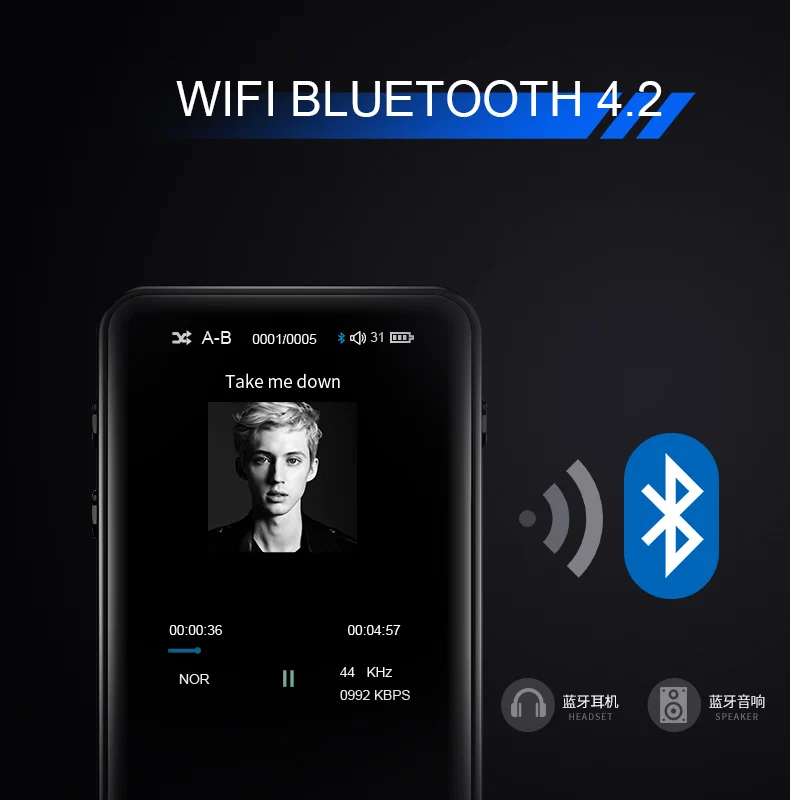 Philips 100% Original SA1508 Screen Touch WIFI MP3 PLAYER with BLUETOOTH