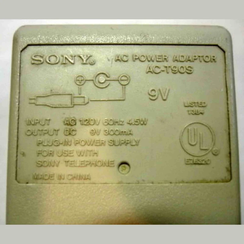 Sony AC-T90S AC 4.5W DC 9V 300mA Power Adaptor - Reconditioned