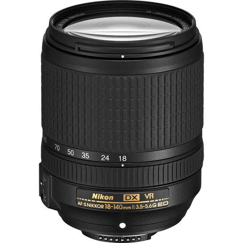 Nikon Nikkor 18 mm - 140 mm f/3.5 - 5.6 Zoom Lens for Nikon F-bayonet - 67 mm Attachment - 0.23x Magnification - 7.8x Optical Zoom - Optical IS - SWM - Reconditioned