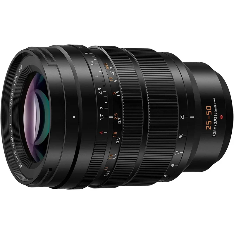 Panasonic LUMIX Micro Four Thirds Camera Lens, Leica DG Vario-SUMMILUX 25-50mm F1.7 ASPH, Stepless Aperture, Video Performance, H-X2550 - Reconditioned