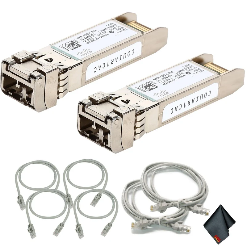 Cisco SFP-10G-LRM 10 Gigabit Interface Converter with Extra Cat5 Cables (2-Pack) Bundle