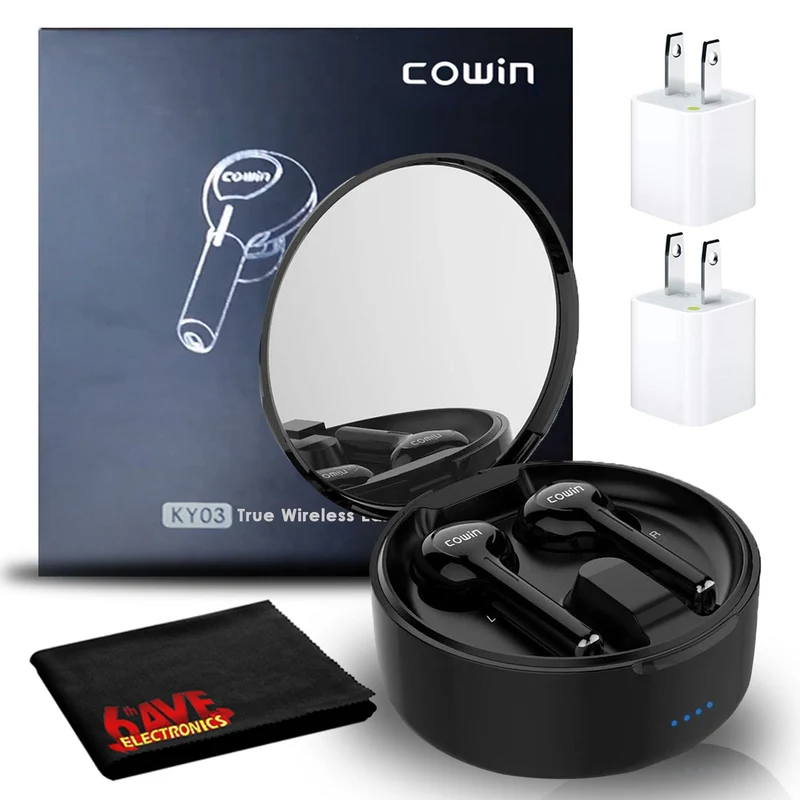 COWIN KY03 True Wireless Earbuds Sport Free Earphones with Two USB Adapters Bundle
