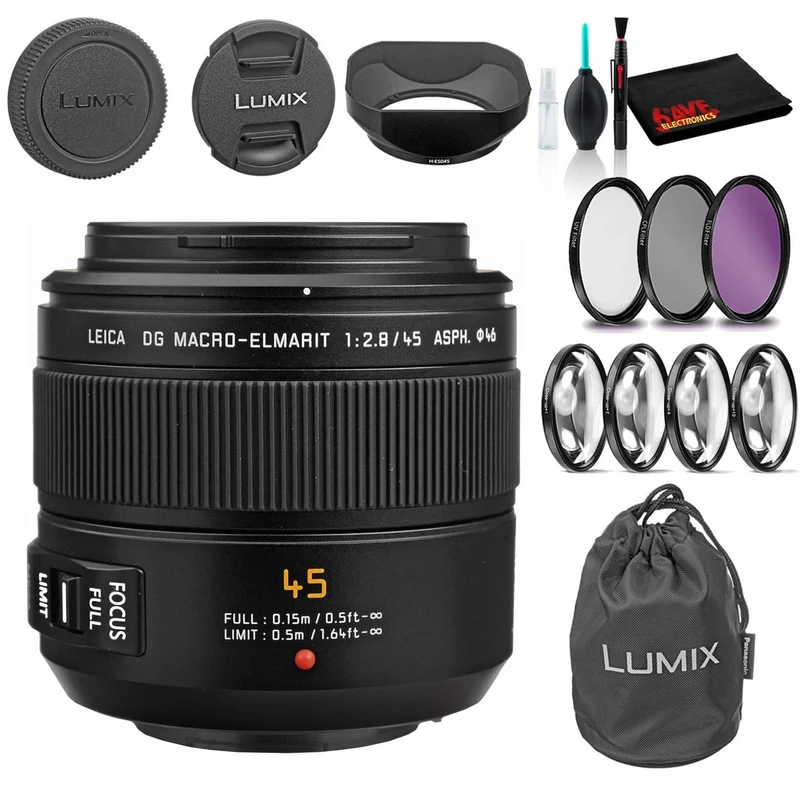 Panasonic Leica DG Macro-Elmarit 45mm f/2.8 ASPH. MEGA O.I.S. Lens - Starter Kit Bundle