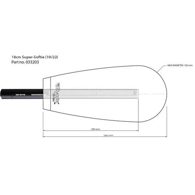 Rycote 033203 18cm 19-22mm Standard Hole Super Softie Microphone Windshield