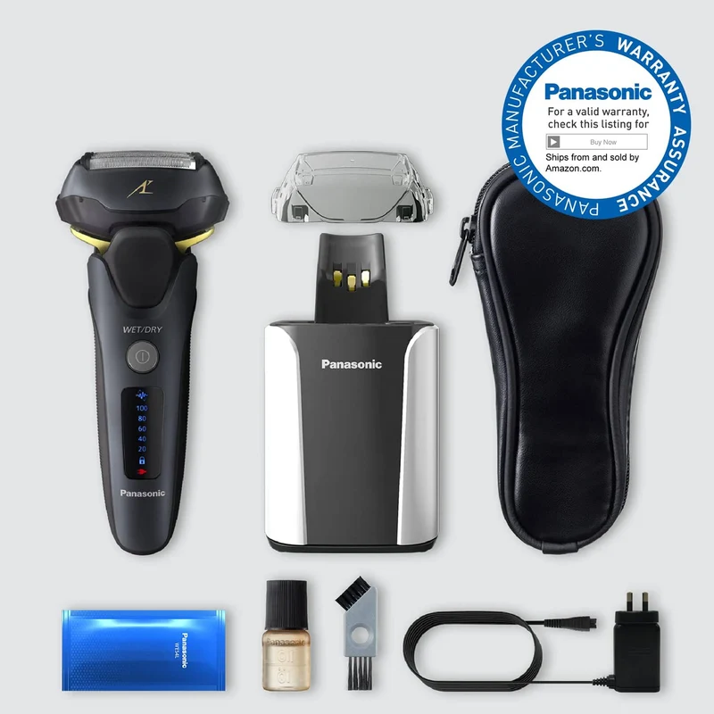 Panasonic ESLV97K Arc5 Wet/Dry 5 blade Electric Shaver (Matte Black) Bundle with Cleaning Cloth