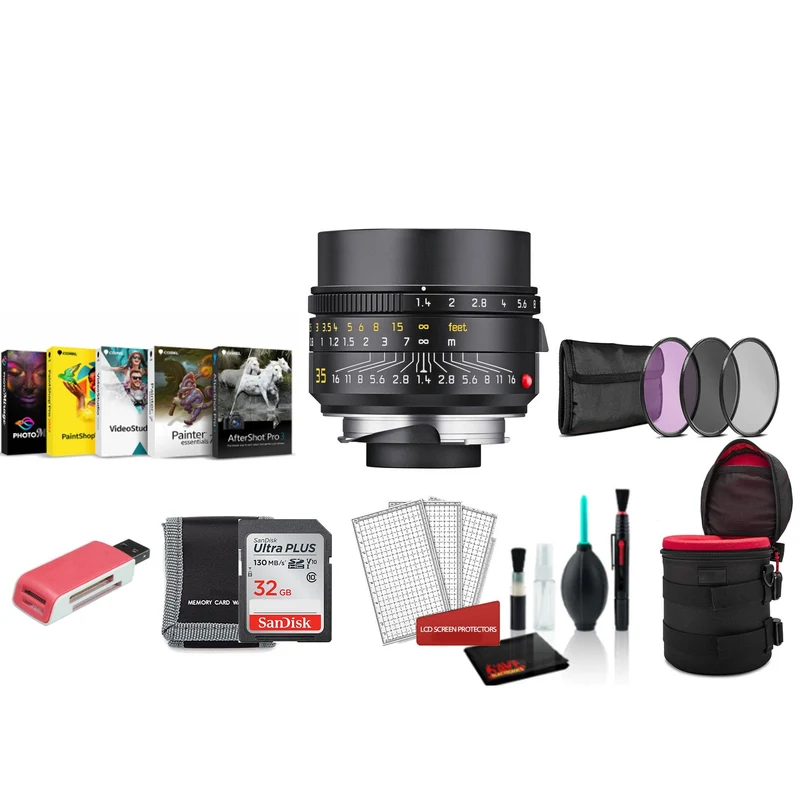 Leica Summilux-M 35mm f/1.4 ASPH. Lens (Black) with Filter Kit and More