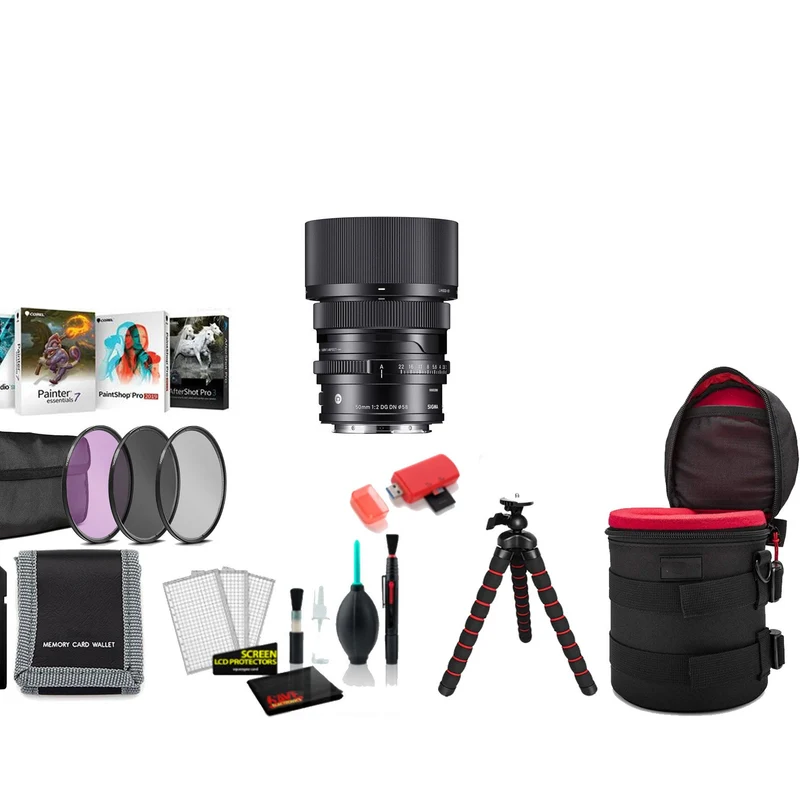 Sigma 50mm f/2 DG DN Contemporary Lens (Leica L) with Tripod