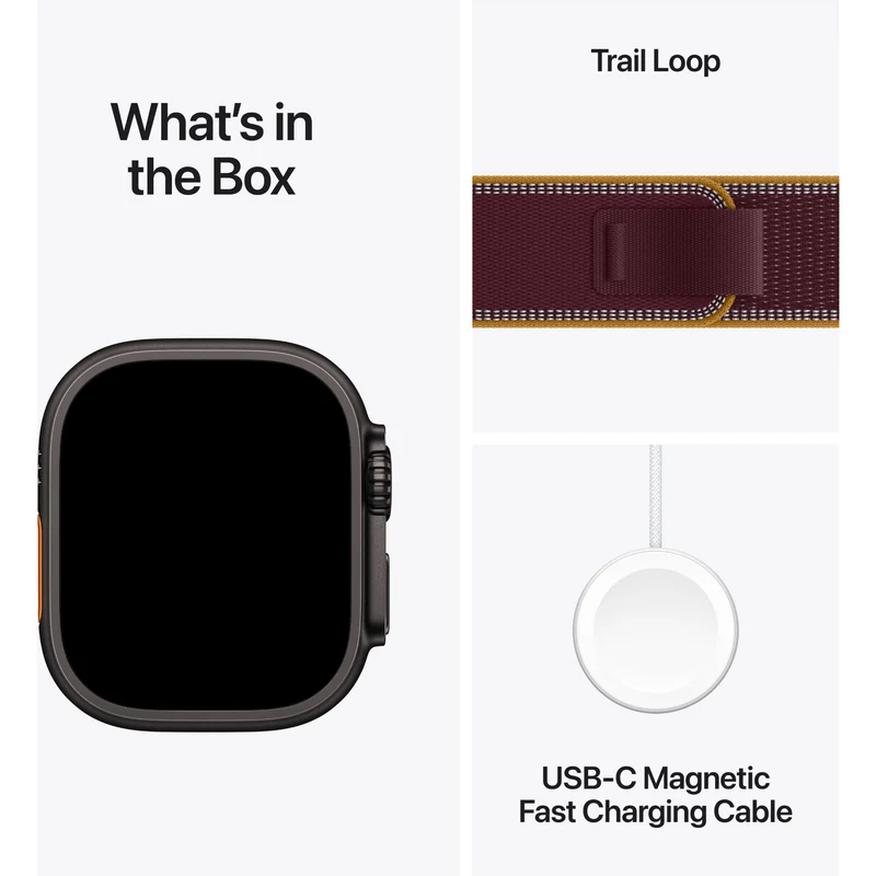 Apple Watch Ultra 4 49mm Black Titanium Case GPS + Cellular Trail Loop (S/M) [Burgundy]