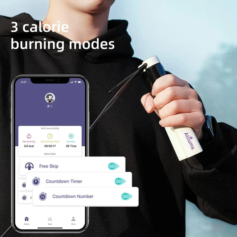 ALLIUMS Smart Jump Rope with App Tracking, Bluetooth & Adjustable Length