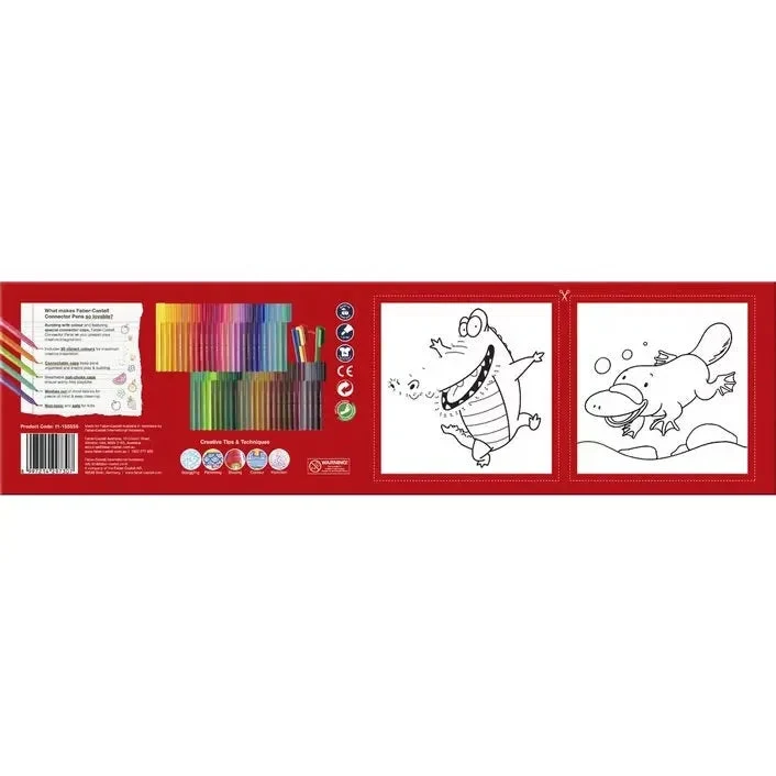 Faber-Castell 50 Connector Pens Colour Markers Assorted Colours Box Set