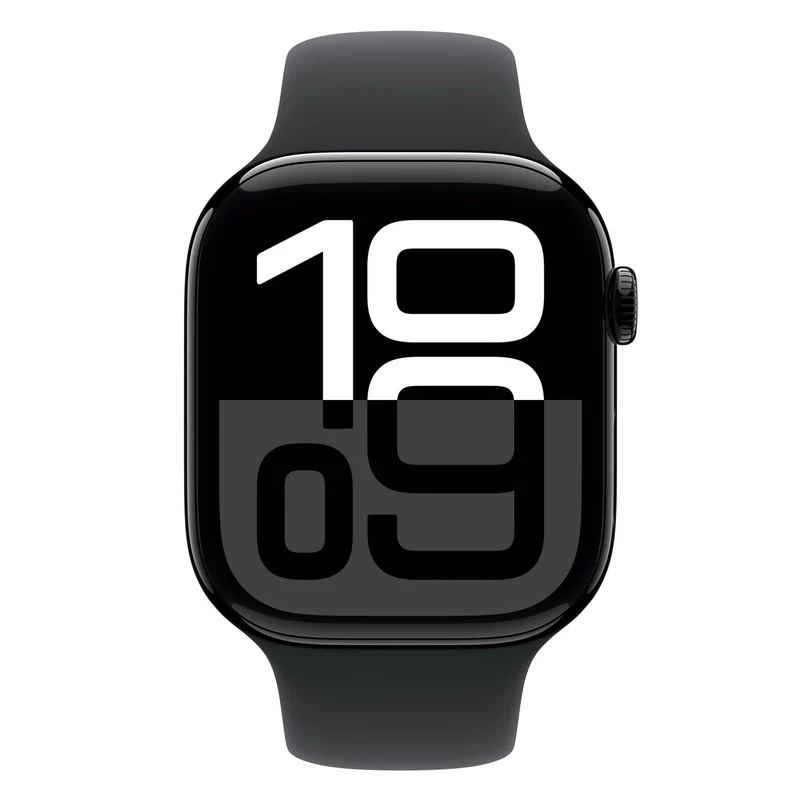 Apple Watch Series 10 4G 46mm Aluminium Diamantschwarz Sportarmband Schwarz M/L