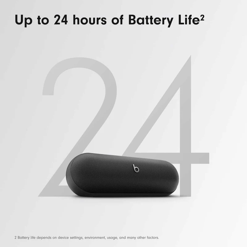 Beats Pill - Wireless Bluetooth Speaker and Portable Charger via USB-C - Up to 24 Hours Battery Life, IP67 Water Resistant, Apple & Android Compatible, Built-in Microphone - Matte Black - Reconditioned