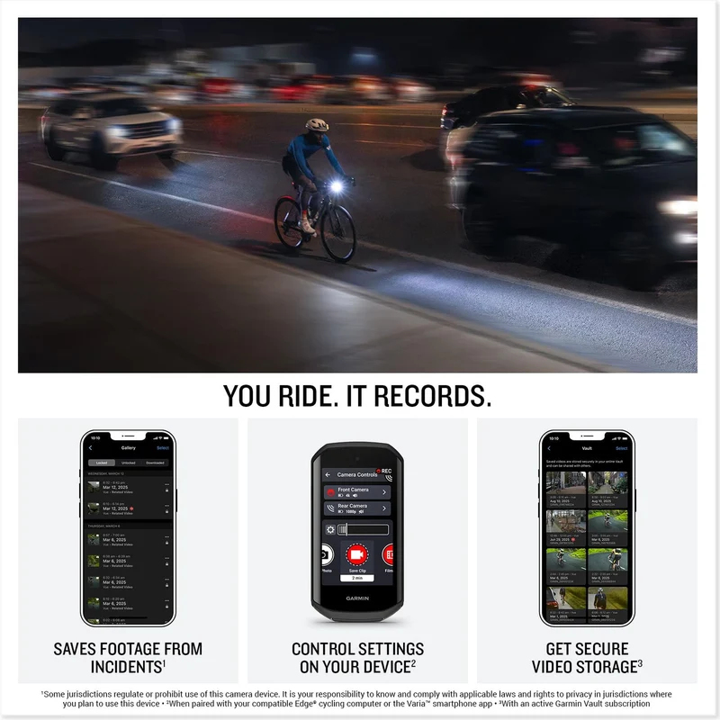Garmin Varia™ Vue, Cycling Headlight and 4k Camera, Light Intensity up to 600 Lumens, Crystal-Clear Video Recording, Incident Detection While Cycling