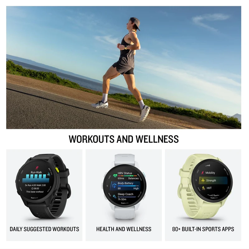 Garmin Forerunner® 70, Easy-to-Use GPS Running Smartwatch, Advanced Training Metrics and Recovery Insights, Up to 13 Days of Battery Life, Citron