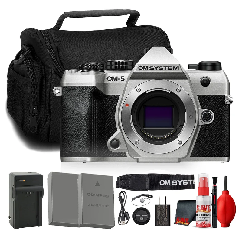 OM SYSTEM OM-5 Mark II Mirrorless Camera Silver (Bundle)
