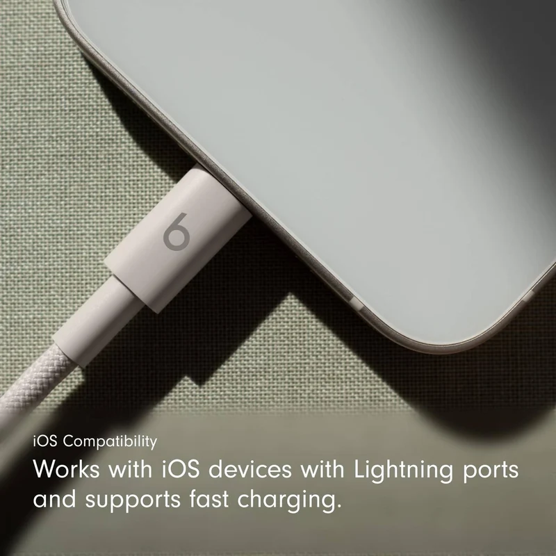 Beats USB-C to Lightning Woven Cable Fast Charging Durable/Tangle-Free Compatible Charger for Apple Devices w Lightning Ports (1.5 m, 5 ft) - Surge Stone